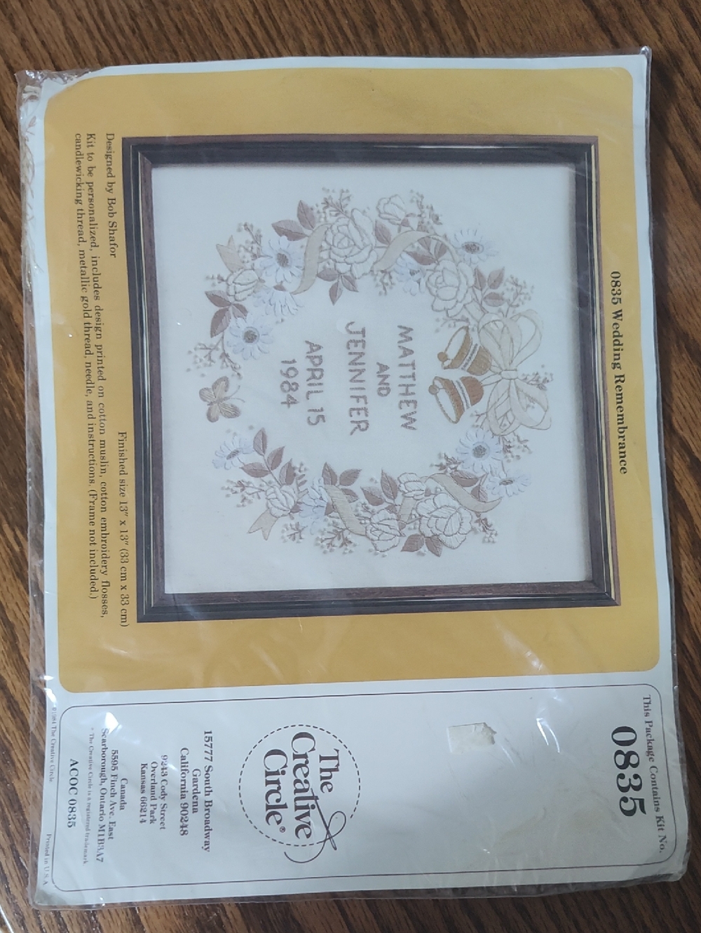 Wedding Remembrance Cross-Stitch Kit - Cream and Brown
